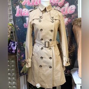 Burberry Beige Double-Breasted Trench Coat with Belt